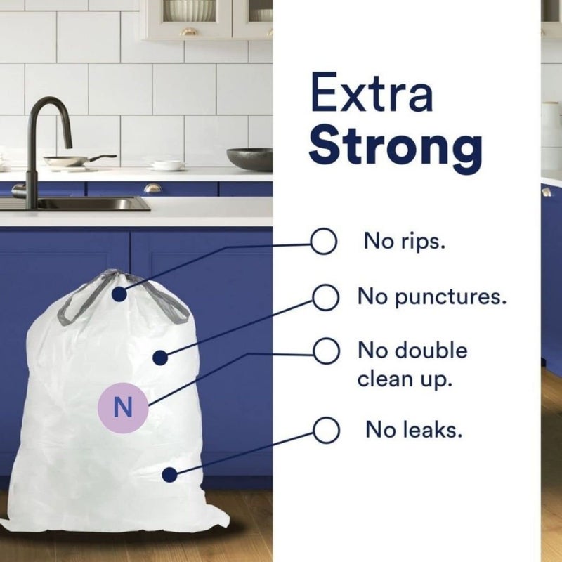 Plasticplace White Drawstring Lavender and Soft Vanilla Scented Garbage Can Liners, Compatible with Code J (200 Count) 10-10.5 Gallon / 38-40 Liter, 21"" x 28 "" - Image 5